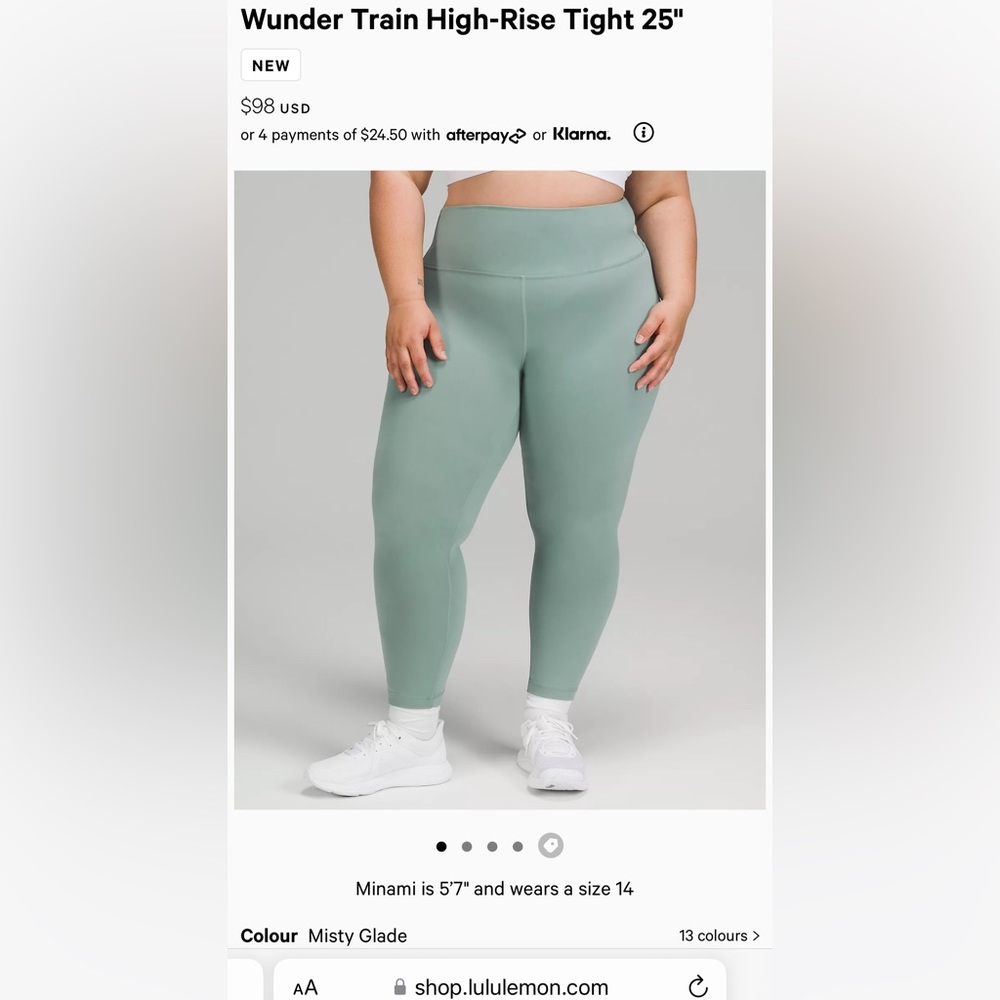 Lululemon Wunder Train high-rise Tights 25” in misty glade NWT in packaging